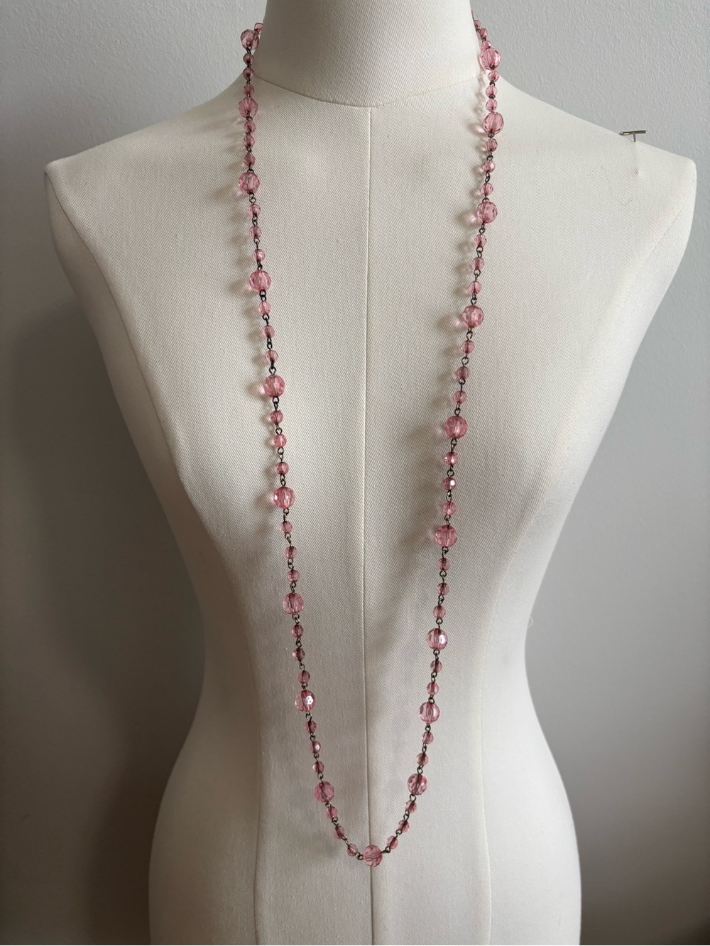 Delicate Pink Acrylic Beaded 44in Necklace